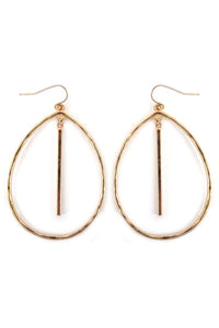 WORN GOLD BAR TEARDROP EARRINGS