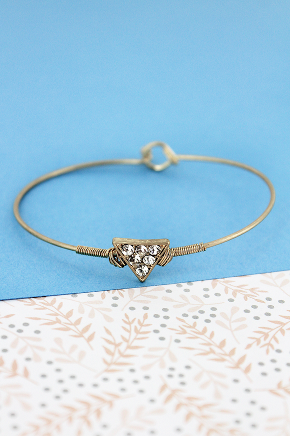 Wire Wrapped Crystal Triangle Bangle