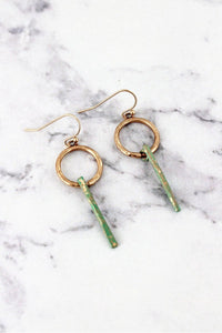 Patina And Circle Bar Earrings