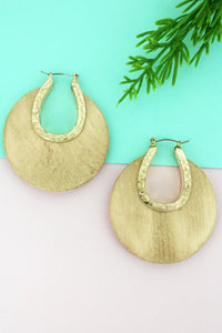 IVORY WOOD AND GOLDTONE CRESCENT HOOP EARRINGS