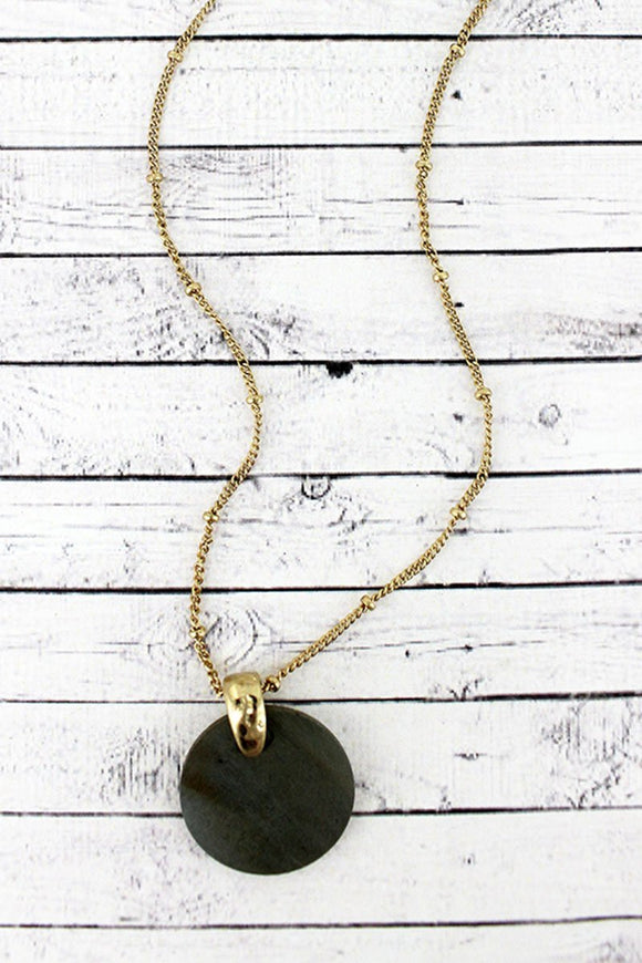 Gray Wood Pendant Necklace