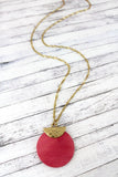 Half Moon And Pink Wood Necklace