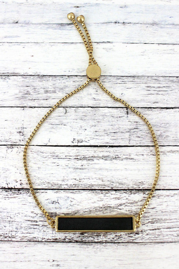 Gray Wood And Gold Bar Bracelet