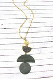 Druzy And Wood Pendent Necklace