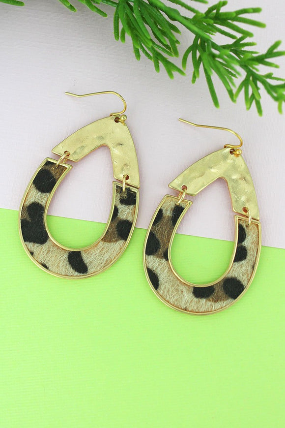 Leopard Animal Split Teardrop Earrings