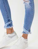 Kan Can- Mid Rise Hem Detail Ankle Skinny Jeans