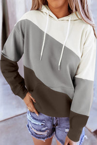 Gray Color Splicing Hoodie