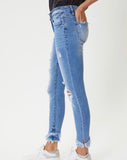 Kan Can- Mid Rise Hem Detail Ankle Skinny Jeans