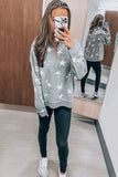 Gray Star Print Zip Collar Sweatshirt