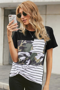 Black, Camo and Striped Pocket T-Shirt