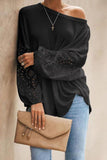 Black Loose Casual Puffy Sleeve Top