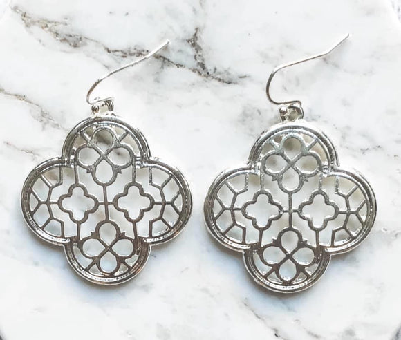 Medallion Silver Tone Earrings