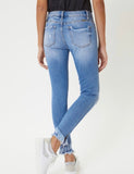 Kan Can- Mid Rise Hem Detail Ankle Skinny Jeans