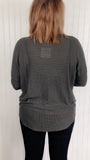 Waffle Knit Button-Down Gray Top (Available In Plus Size)