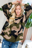 Camouflage Print Soft Knit Sweater