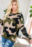 Camouflage Print Soft Knit Sweater