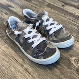 Camo Flat Linen Canvas Slip On Sneakers