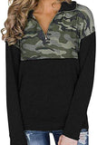 Camo & Black Kangaroo Pocket 1/3 Zip Sweatshirt