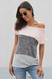 Pink, Dark Gray & Light Gray Twist Top