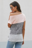 Pink, Dark Gray & Light Gray Twist Top