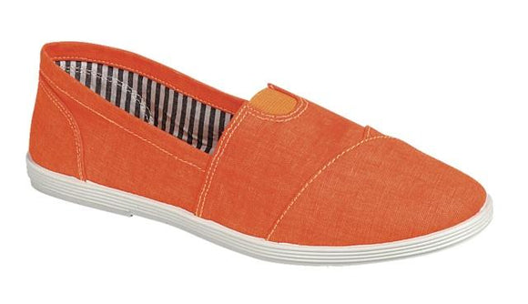 Canvas Flats In Neon Orange & Black