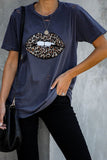 Leopard Lip Distressed Tee