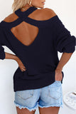 Blue Cold Shoulder Sweater