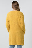 Popcorn Eyelash Open Front Long Line Cardigan