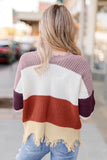 Multi Color Frayed Sweater