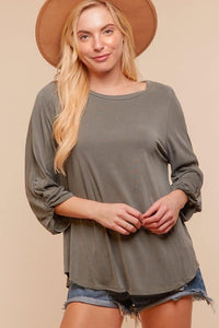 Gray 3/4 Sleeve Top