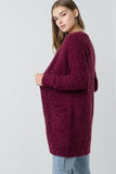 Popcorn Eyelash Open Front Long Line Cardigan