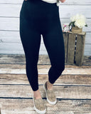 Black Nylon Leggings With Tummy Control Band