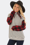 Plaid & Striped Button Long Sleeve Top