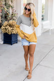 Yellow Waffle Chevron Long Sleeve