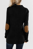 Black Buttoned Neck Knit Long Sleeve