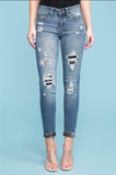 Judy Blue Medium Wash Distressed Skinny Jeans With Camo Print Patch