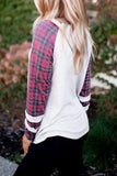 Plaid Criss Cross Waffle Knit Long Sleeve