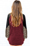 Wine Top With Black & Leopard Sleeves