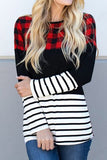 Red Plaid And Striped Long Sleeve