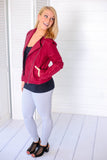 Red Faux Suede Jacket