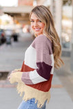 Multi Color Frayed Sweater