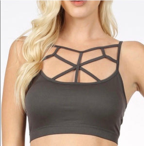 Charcoal Cage Front Bralette