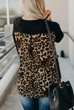 Black Long Sleeve Top With Leopard Pocket