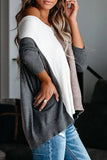 Khaki, Gray & White Color Block Sweater