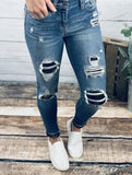 Judy Blue Medium Wash Distressed Skinny Jeans With Camo Print Patch