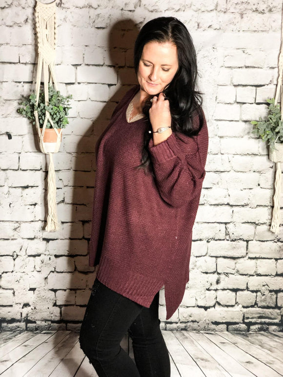 Burgundy Tunic Sweater