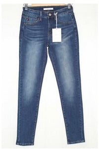 Kan Can- Mid Rise Skinny Stretch Dark Blue Wash