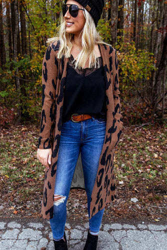 Brown Leopard Print Cardigan