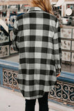 Black Turn-down Collar Plaid Longsleeve