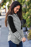 Gray Sleeve Striped Hoodie